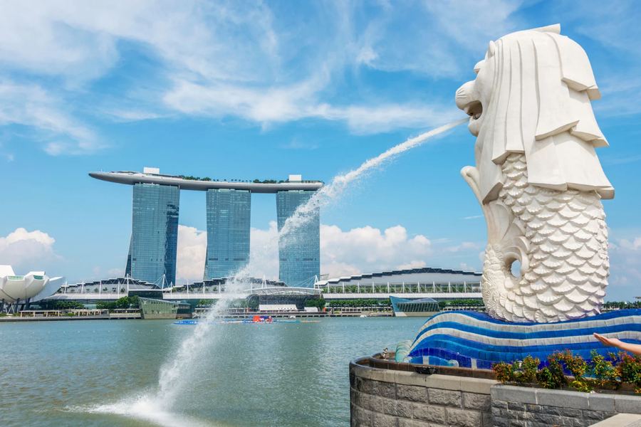 Singapour — Marina Bay et le Merlion