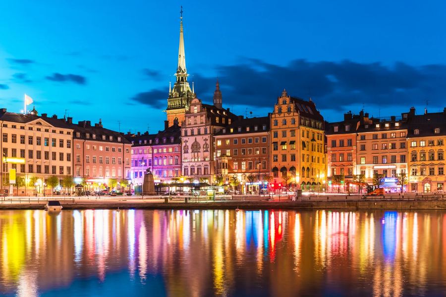 Stockholm, Suède — La vieille ville la nuit